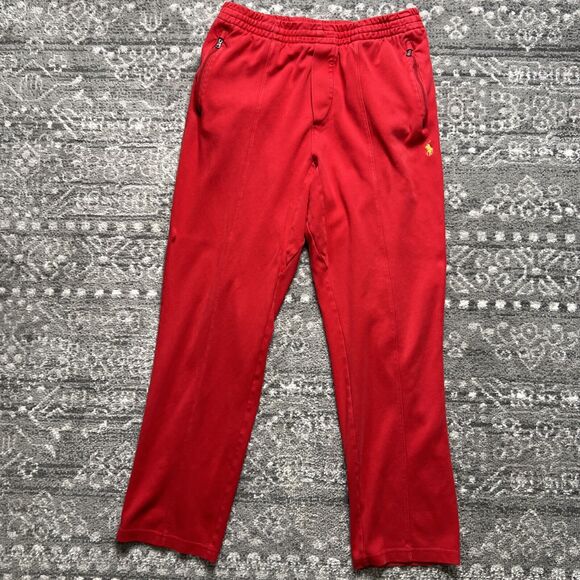Vintage Polo Ralph Lauren Knit Lounge Pants Men's Large Red Elastic Waist - Picture 1 of 10